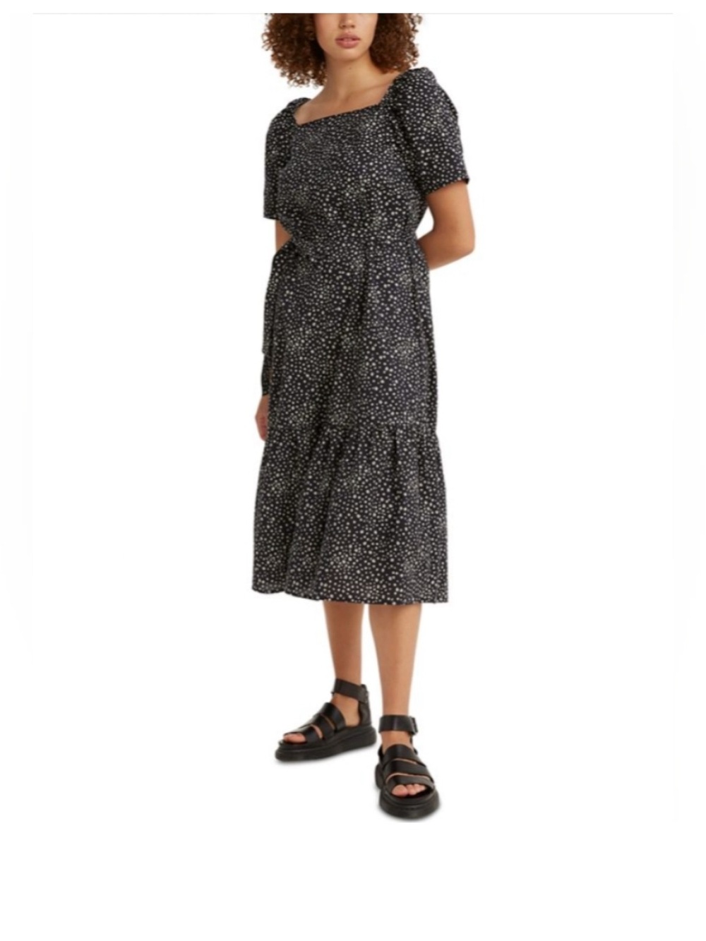Levi’s floral Baileys square neck midi dress size small